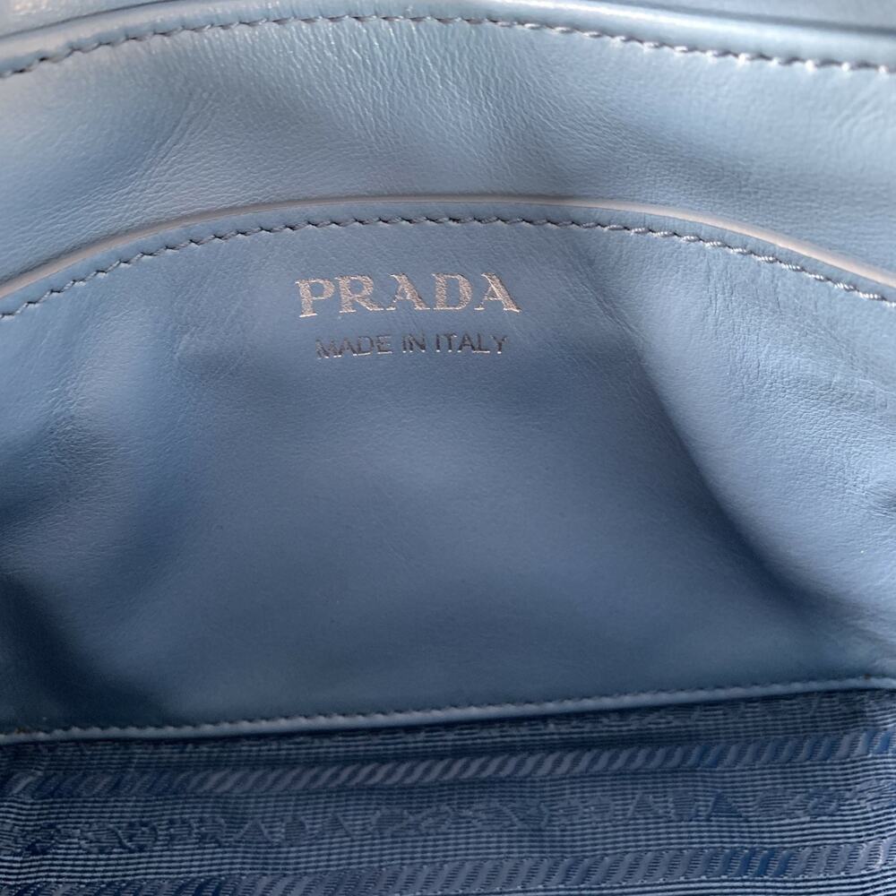 PRADA Blue Quilted Calfskin Leather Shoulder Bag Handbag - Picture 10 of 10